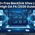 100+ free backlink sites list showing high DA PA backlink network for SEO link building