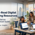Digital marketing resources for Indian startups showing SEO tools, analytics dashboards, and marketing platforms in modern workspace