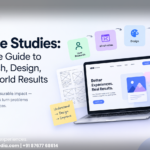 UX case study process showing user research, wireframes, interface design, testing, and results